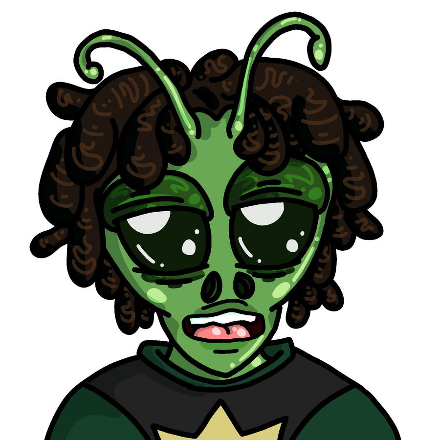 Alien PNGTuber Open-Mouth Frame